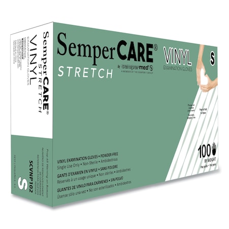 Sempercare Syn-Stretch, Disposable Gloves, 5 mil Palm, Stretch Vinyl, Powder-Free, S, 1000 PK, Cream SCVNP102